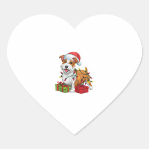 Adesivo Coração Xmas Lighting Santa Hat Welsh Terrier Dog Christma