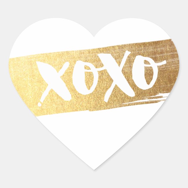 Adesivo Coração XOXO AMOR CUTÂNEO CORAÇÃO Pincel de ouro moderno d (Frente)