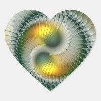 Yin Yang Verde Amarelo Abstrato Colorido Fractal
