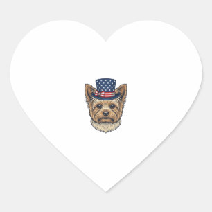 Adesivo Coração Yorkshire Terrier Patriótico Vintage