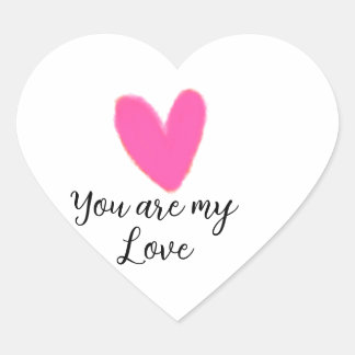 Adesivo Coração you are my love pink red heart watercolor kidretro