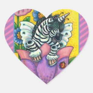 Adesivo Coração ZEBO WHIMSYNICKER, ZEBRA UNICORN Fantasy