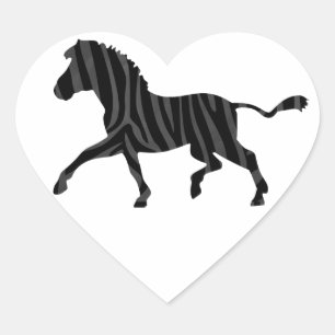 Adesivo Coração Zebra Black e Cinza Silhouette Impressão