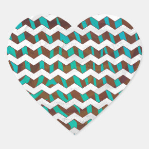 Adesivo Coração Zebra Chevron Brown e Teal Impressão