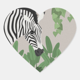 Adesivo Coração Zebra entre Folhas