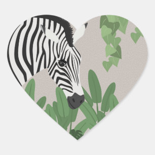 Adesivo Coração Zebra entre Folhas