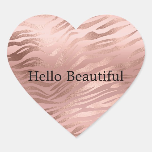 Adesivo Coração Zebra Glam Rosa Rosa (Frente)