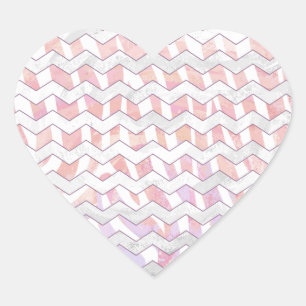 Adesivo Coração Zebra Rosa e Branco - Chevron