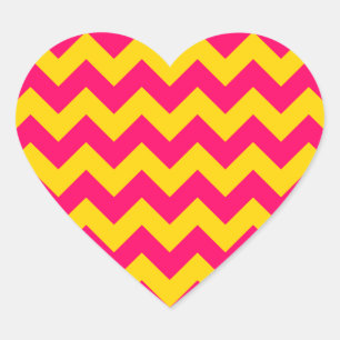Adesivo Coração Zigzag rosa Dourado e brilhante