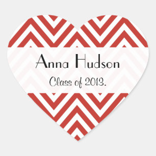 Adesivo Coração Zigzag Vermelho, Chevron Vermelho, Padrão de Onda,