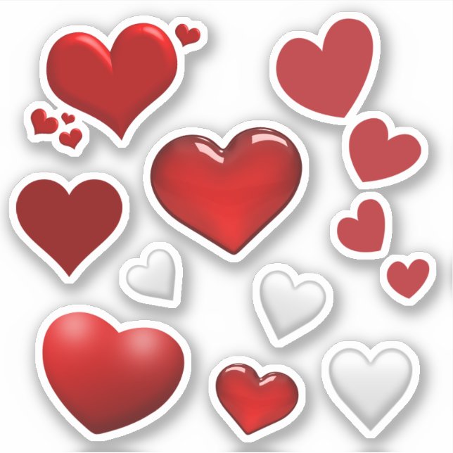 Adesivo Corações brancos vermelhos Dias de os namorados (Frente)