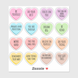 Adesivo Corações de Candy Citações Motivacionais Inspiraci