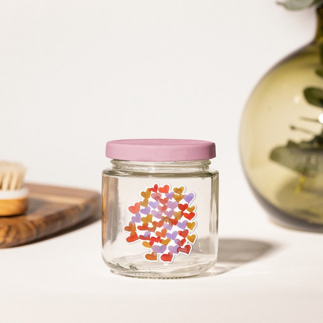 Adesivo Corações de fusão de aquarelas - paleta retrô (Criador carregado)