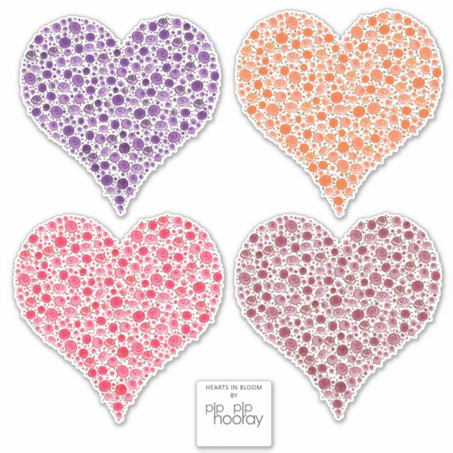 Adesivo Corações de rosa no Cheio à prova d'água do Sangue (Frente)