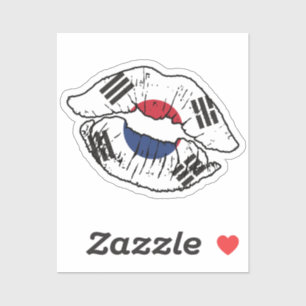 Adesivo Coreia do Sul, Coreia do Sul, Lipstick Love Flag