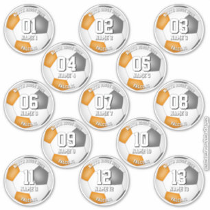Adesivo cores da equipe de futebol laranja cinza 13 atleta