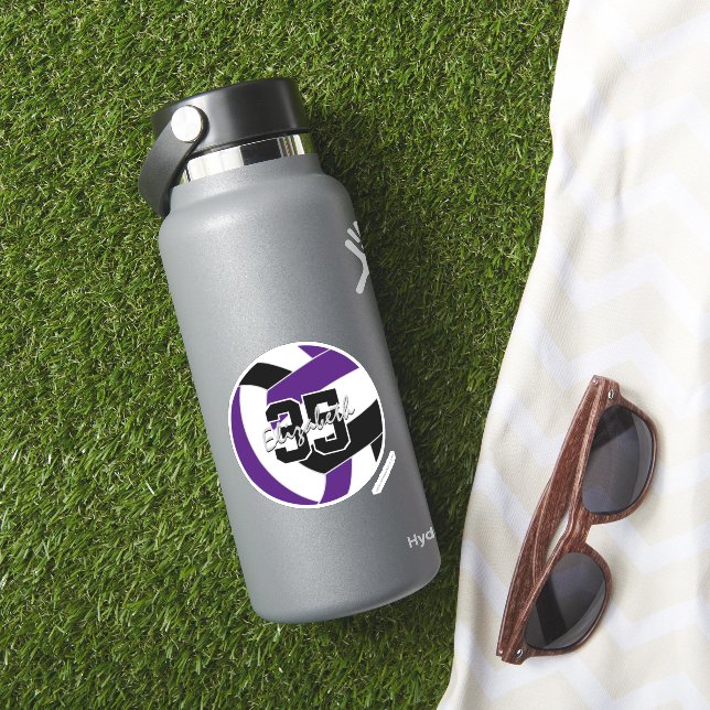 Adesivo cores da equipe de voleibol preto roxo (HydroFlask Insitu)