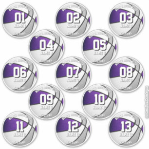 Adesivo cores da equipe roxo cinza 13 jogadores de basquet