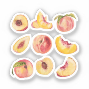 Adesivo Cores De Água E Fatias De Pêssego Frescas Colorida