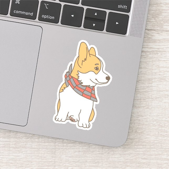 Adesivo Corgi Bonito com Gingham Checkered Bandana (Detalhe)