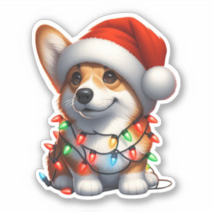 Adesivo Corgi de Natal Bonito