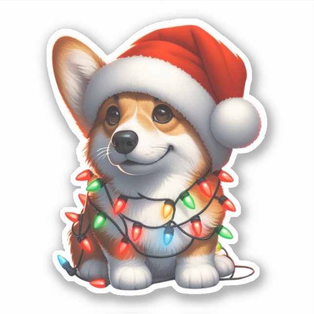 Adesivo Corgi de Natal Bonito (Frente)