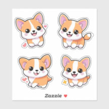 Corgi Dog Cartoon Sticker Art
