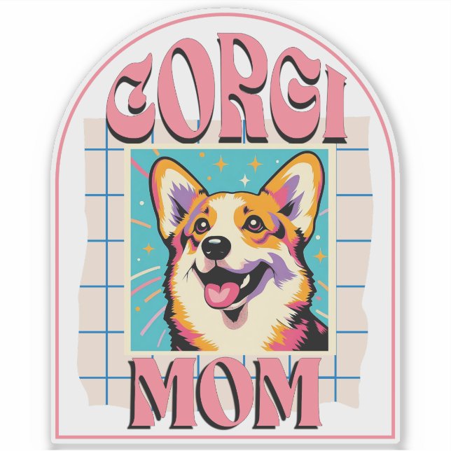 Adesivo Corgi Dog Mom Pop Art (Frente)