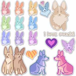 Adesivo Corgi Love Sticker Pack