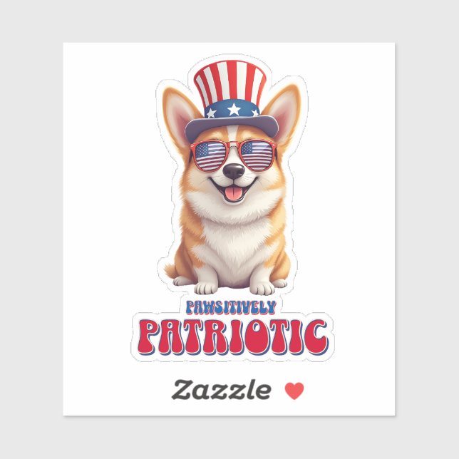 Adesivo Corgi Patriótico - Pawsitivamente Patriótico (Folha)