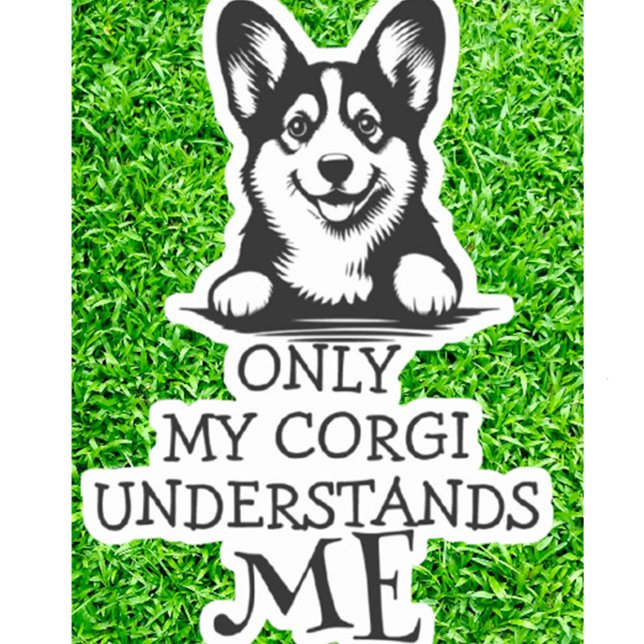 Adesivo Corgi Preto e Branco me entende do tema (Celebrate your love for corgis with this adorable Best Furry Friend theme sticker.)