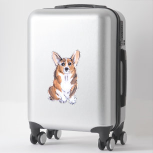 Adesivo Corgi sumie aquarela