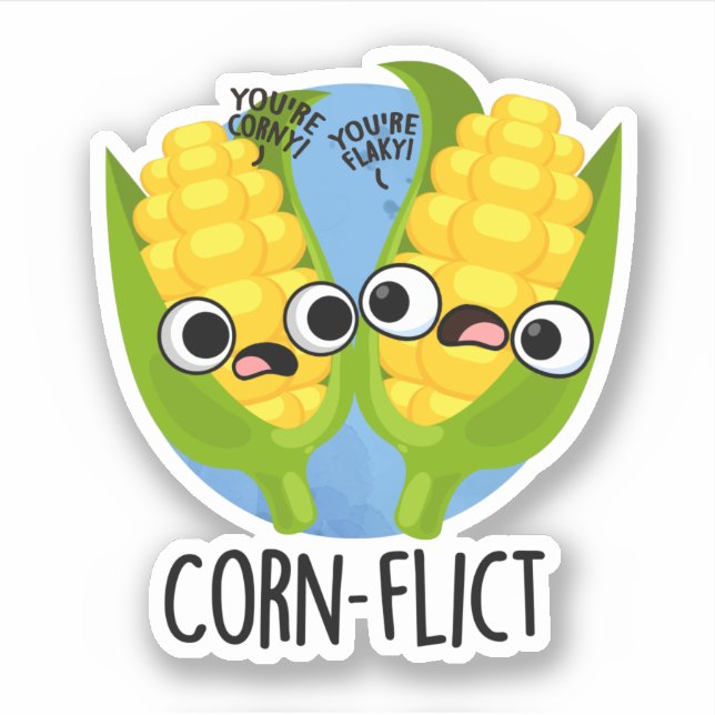 Adesivo Corn-Flict Funny Corn Pun (Frente)