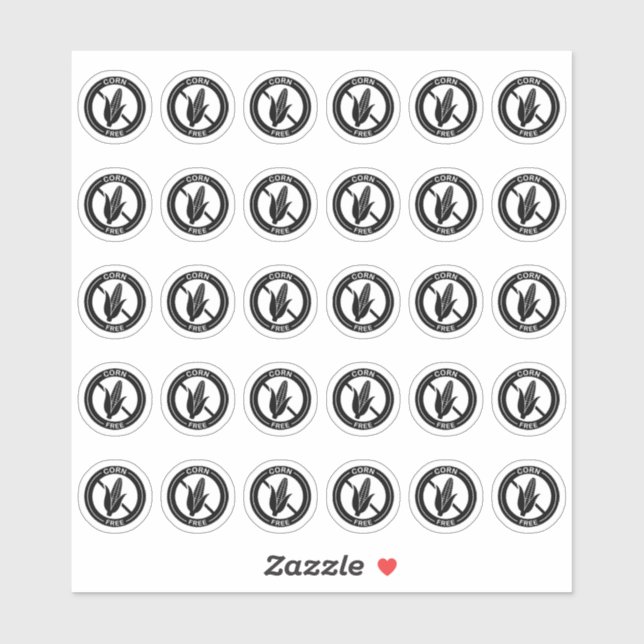 Adesivo Corn Free Wedding Place Card Mini Food Allergy (Folha)