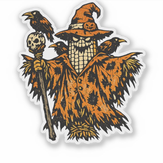 Adesivo Corn Scarecrow Commander — Halloween Warrior Retro (Frente)