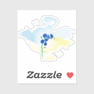 Adesivo Cornais de aquarela, de cor branca, a azul e amare