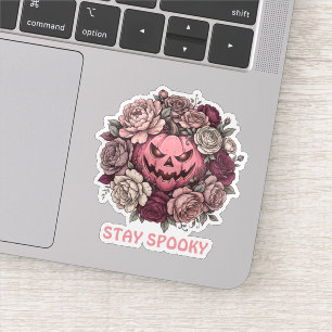 Adesivo Coroa de Abóbora Floral Rosa Ficar Assustador