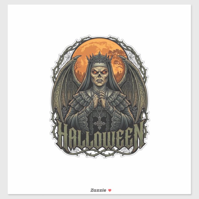 Adesivo Coroa de Asas de Demônio de Halloween Freira Lua L (Folha)