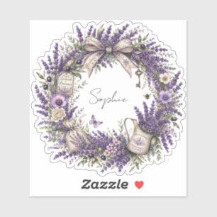 Adesivo coroa de lavanda vintage da provença personalizada