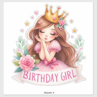 Adesivo Coroa de Princesa Menina de Aniversário
