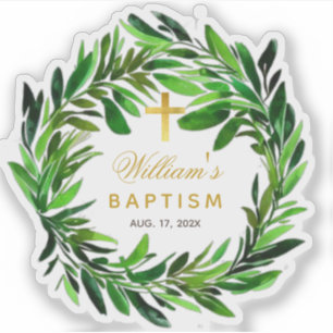 Adesivo Coroa de Verdura do Batismo Cruz Falsa de Ouro Scr