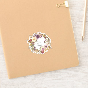 Adesivo Coroa floral de outono com texto personalizado