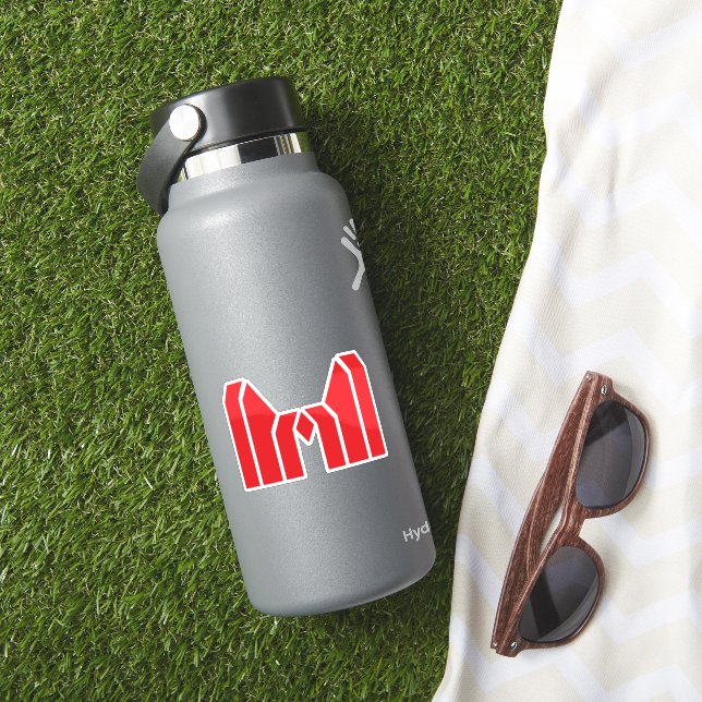 Adesivo Coroa Geométrica Vermelha Letra M (HydroFlask Insitu)