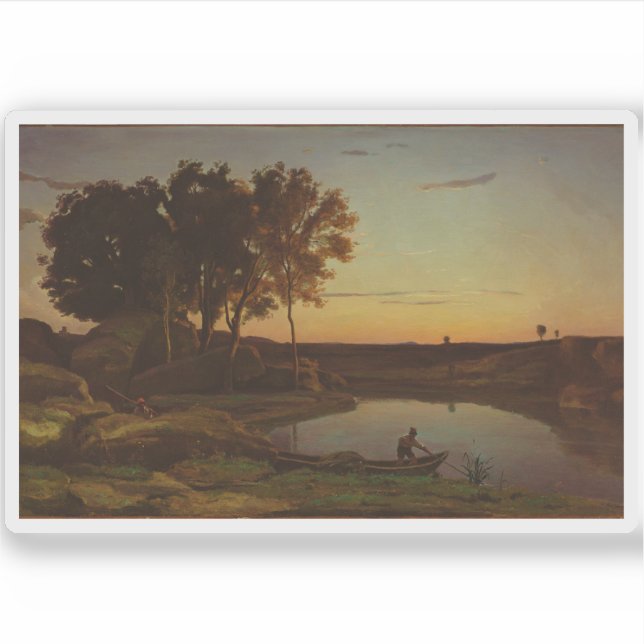 Adesivo Corot - Paisagem com Lago e Boatman (Frente)