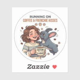 Adesivo Correndo Com Café e Beijos de Bulldog Francês