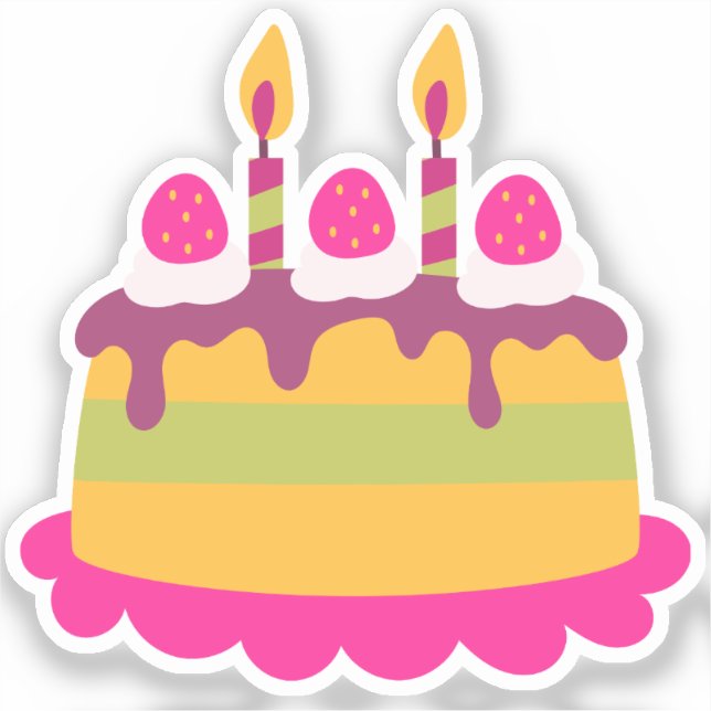 Adesivo Corte Personalizado De Bolo De Aniversário (Frente)