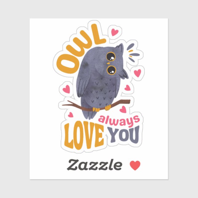 Adesivo Coruja-Cinza-de-água-branca ama trocadilho (Folha)