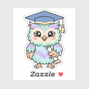 Adesivo Coruja de Formatura Kawaii Fofa e Sábia Graduada