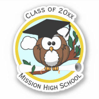 Adesivo Coruja de Graduação com Diploma