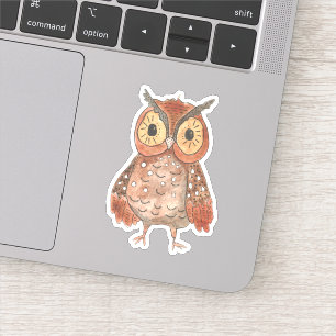 Adesivo Coruja de Tela de Aquarela Adorável